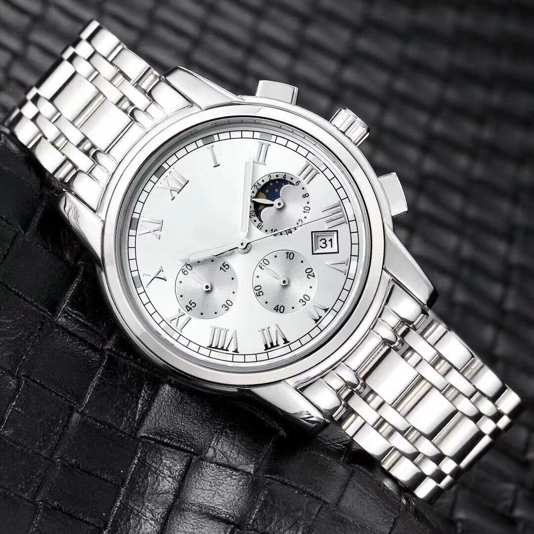 New Three Eye Steel Band Men's Mechanical Watch