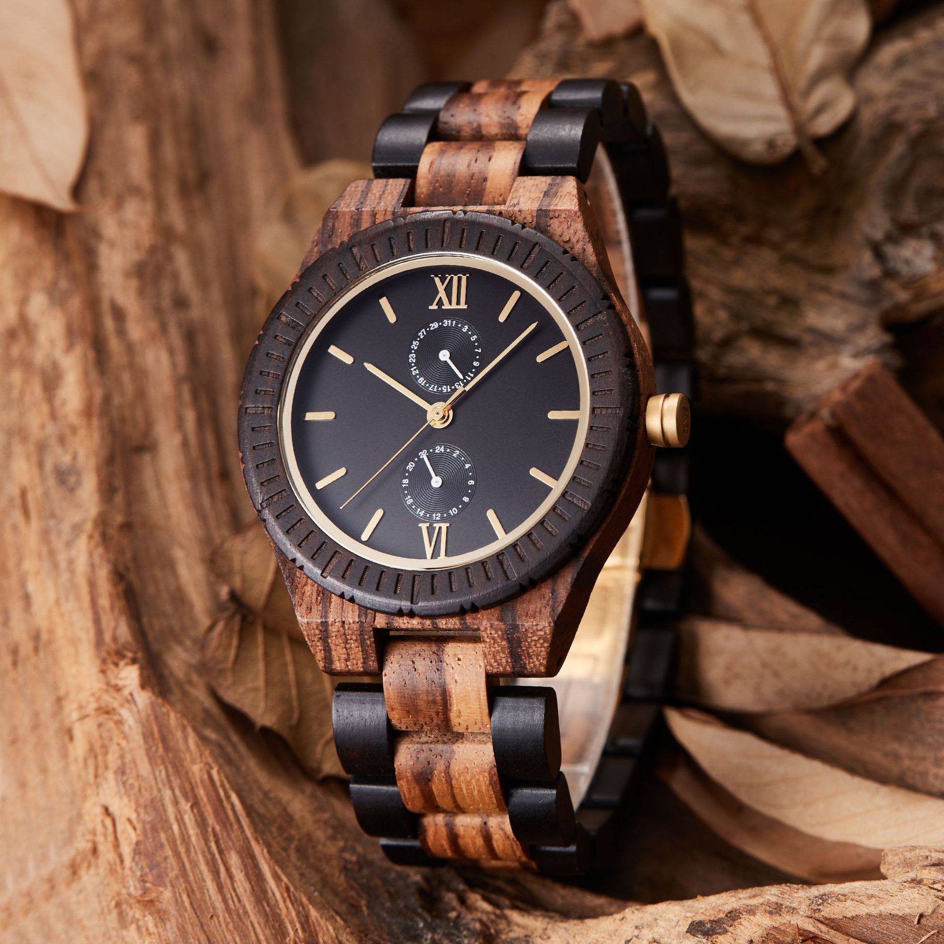 Men's Multifunctional Wooden Watch Sandalwood Quartz Wooden Watch