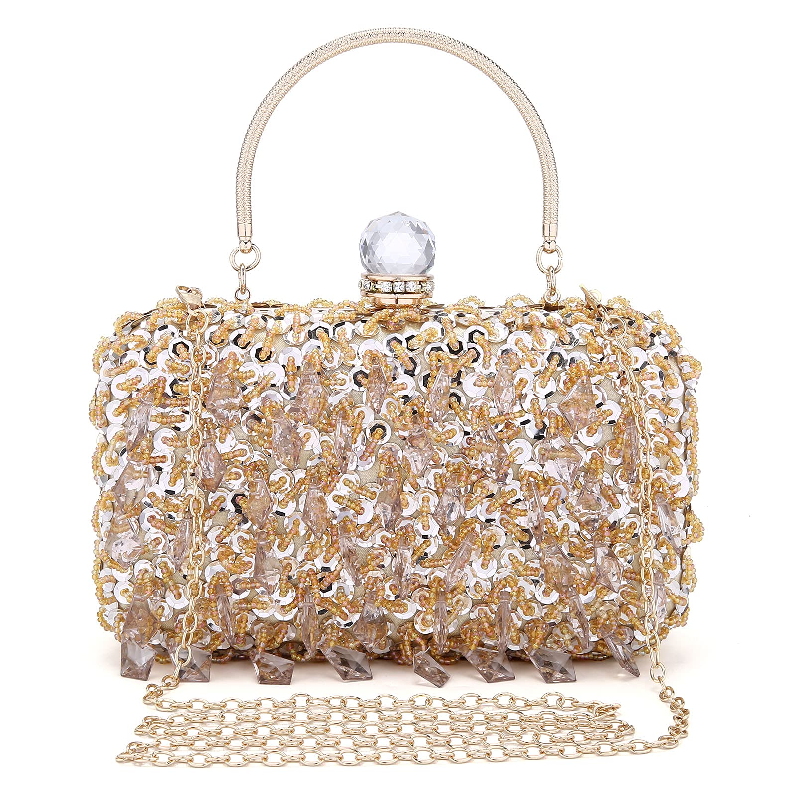 UBORSE Women Wedding Clutch Rhinestone Bling Sequin Evening Bags Vintage Crystal Beaded Cocktail Party Party Purse