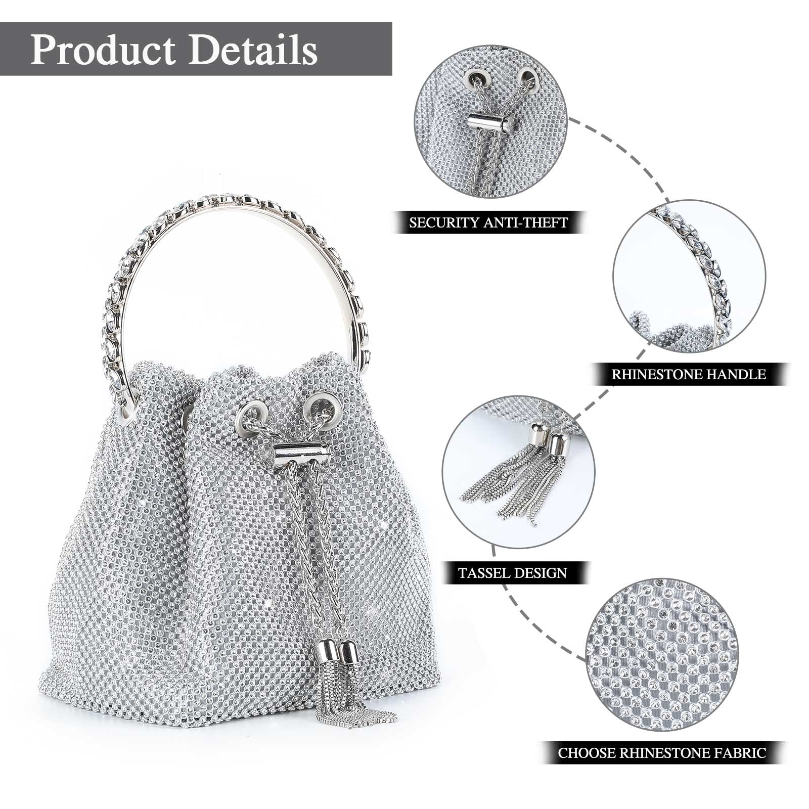 UBORSE Women Evening Clutch Bags Sparkly Diamond Glitter Bag Elegant Crystal Wedding Purse Rhinestone Party Bridal Handbag