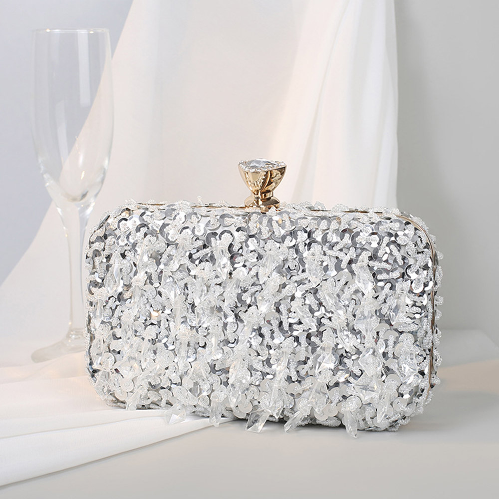 Hard Banquet Rectangle Sequins Lady's Clutches Evening Bags