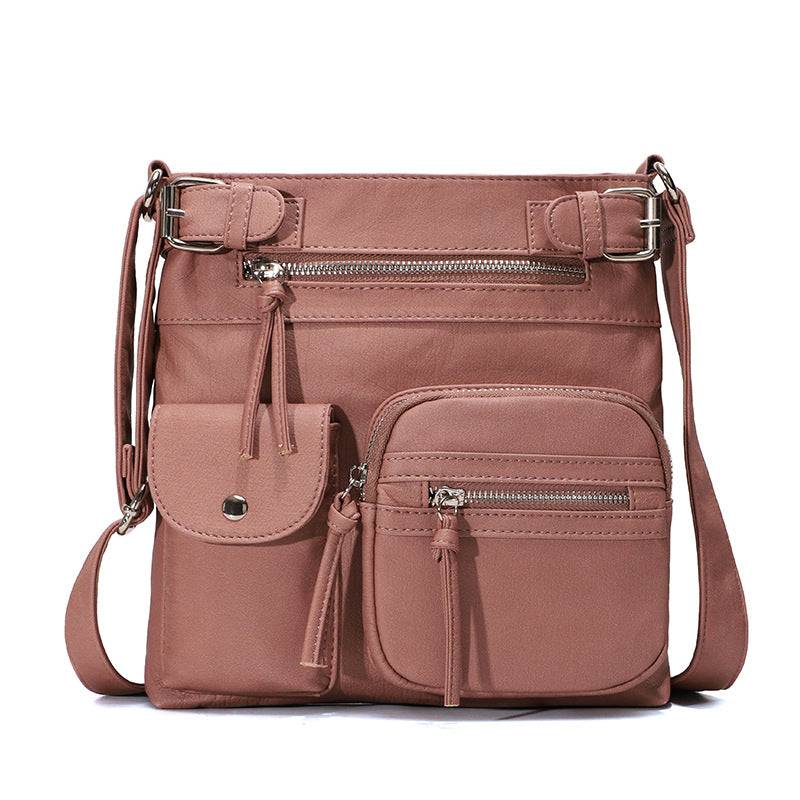 Multi-Pocket Crossbody Bag Soft Leather Shoulder Purse Bag